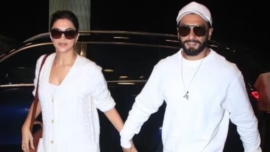 Seen together for the first time after announcing their pregnancy, Deepika Padukone and Ranveer Singh are a twin couple dressed in white.